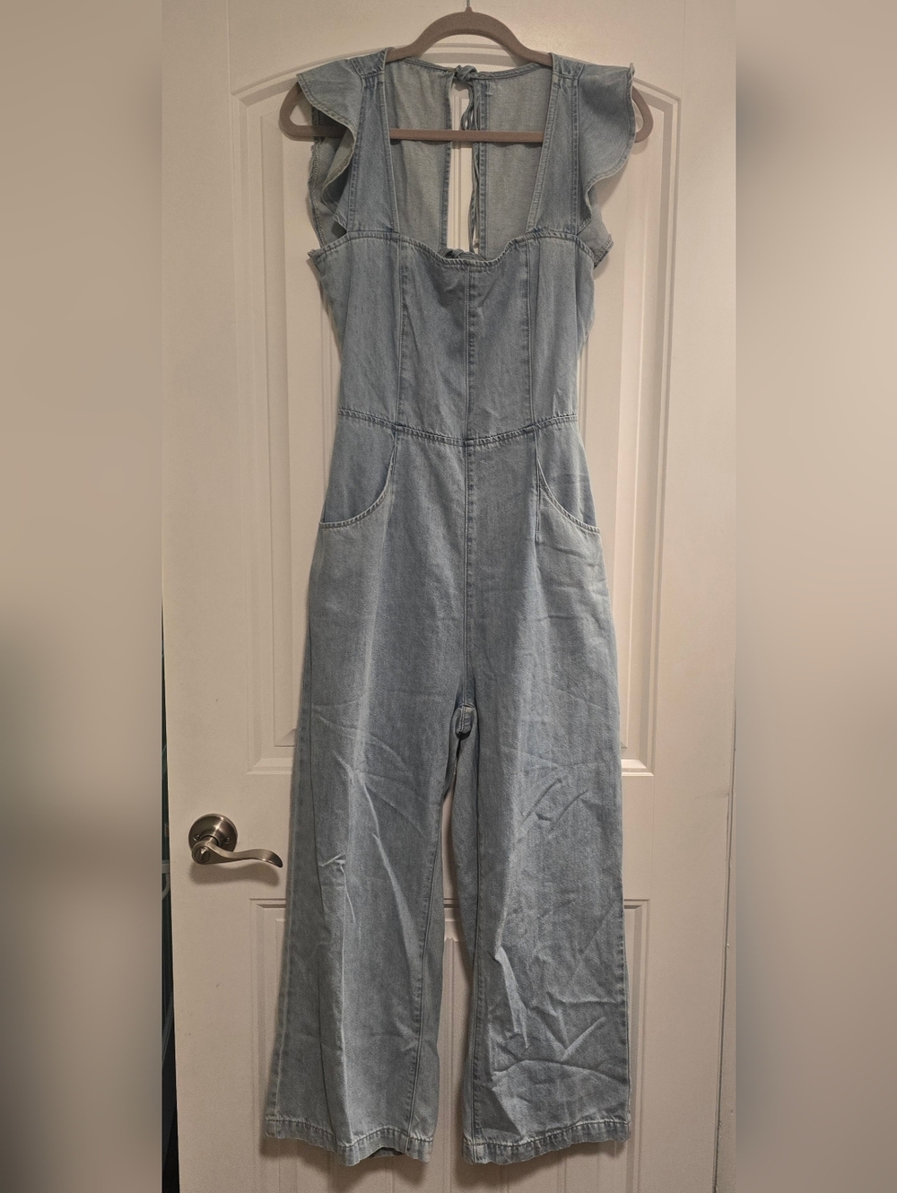 Boutique MIOU MUSE Denim Ruffle Sleeve Jumpsuit - Picture 3 of 10